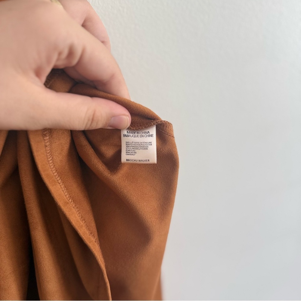 Brochu Walker Brown Midi Slip Skirt Brown Suede Luxury Western Size Large - Picture 5 of 8